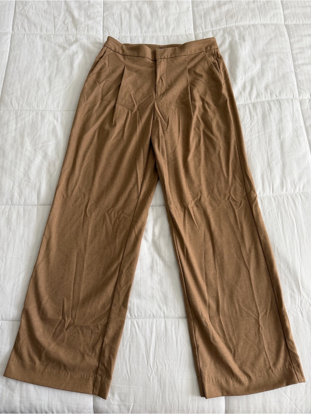 Ann Taylor Wide-Leg Trousers in Camel Brown